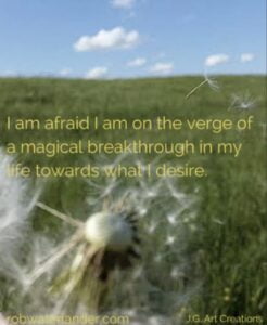 "I am afraid" saying with an image of a field